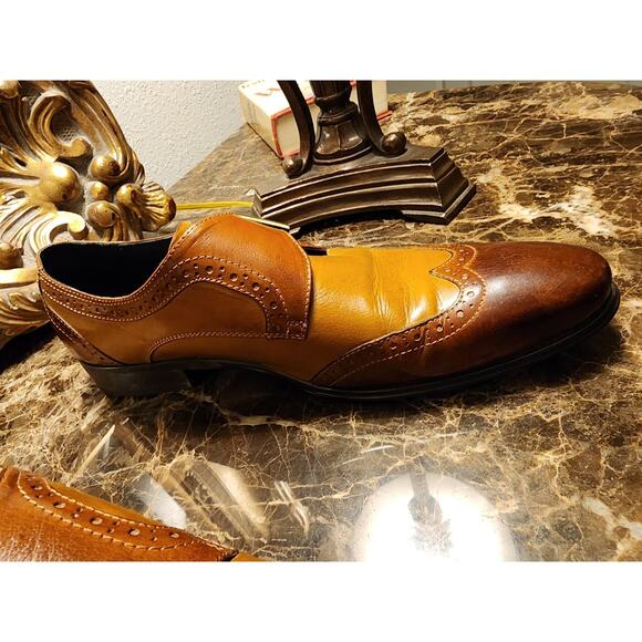 Carrucci Mens 9.5 Two-Tone Monk Strap Wingtip Dress Shoes main image 7